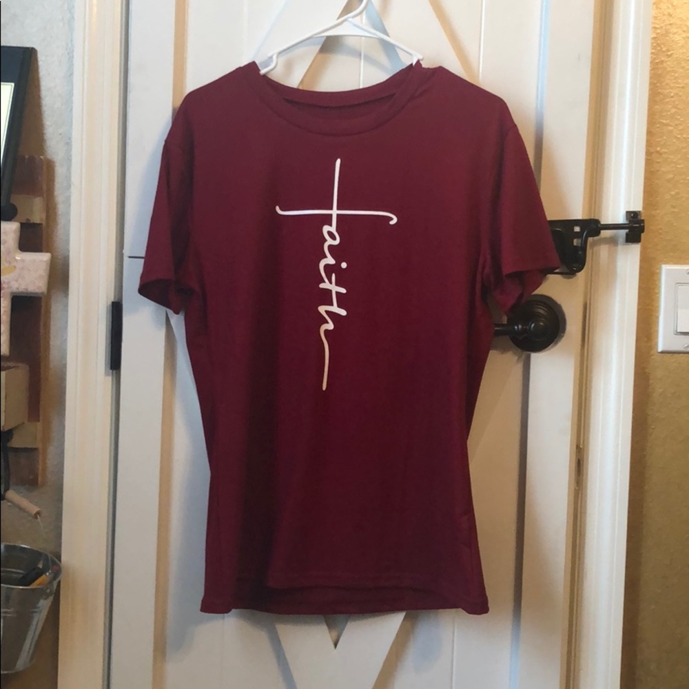 Burgundy cross faith t-shirt never worn!